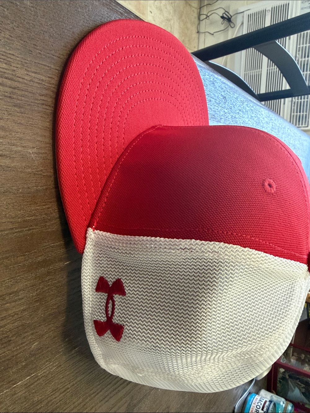 Under Armour Red and White Trucker Hat